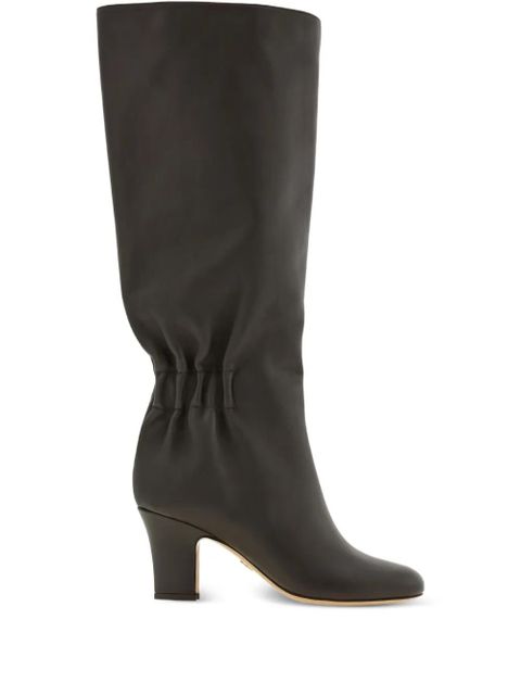 Ferragamo 70mm ruched leather boots - Brown - zdjęcie produktu nr 1