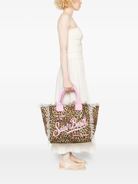 MC2 Saint Barth fringed leopard-pattern tote bag - Brown - zdjęcie produktu nr 2