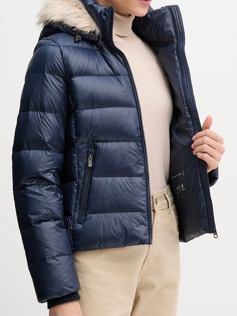 Tommy Hilfiger kurtka puchowa kolor granatowy przejściowa WW0WW47354