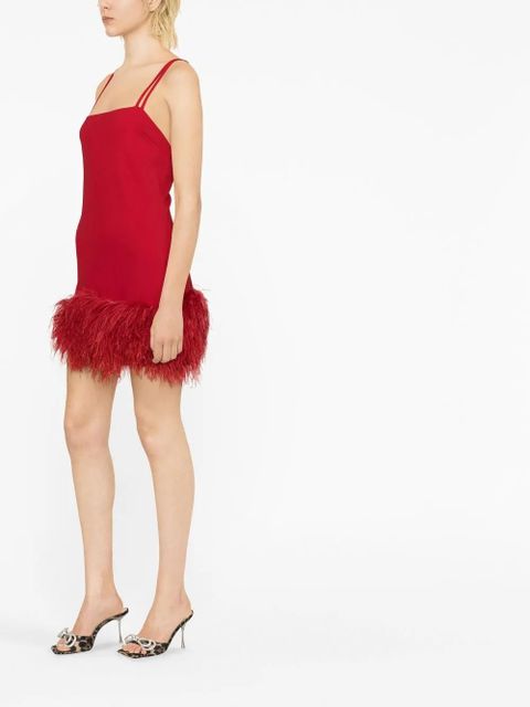 The Attico Fujiko feather-trim minidress - Red