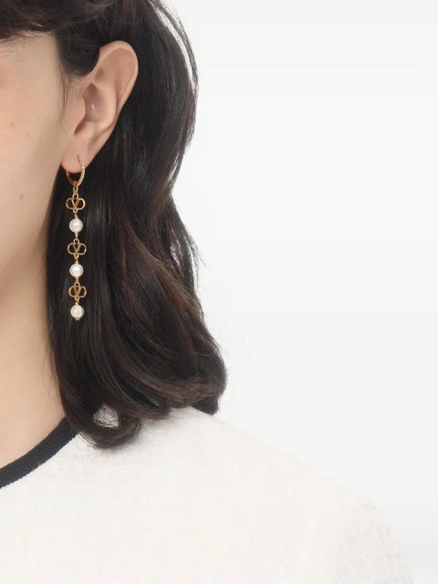 Valentino Garavani Vlogo Signature earrings in metal, glass beads, and Swarovski® crystals - Gold - zdjęcie produktu nr 2