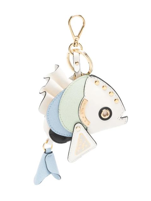Prada leather key ring - White