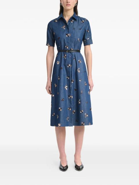 Altuzarra sequin-embellished floral-print midi shirt dress - Blue - zdjęcie produktu nr 2