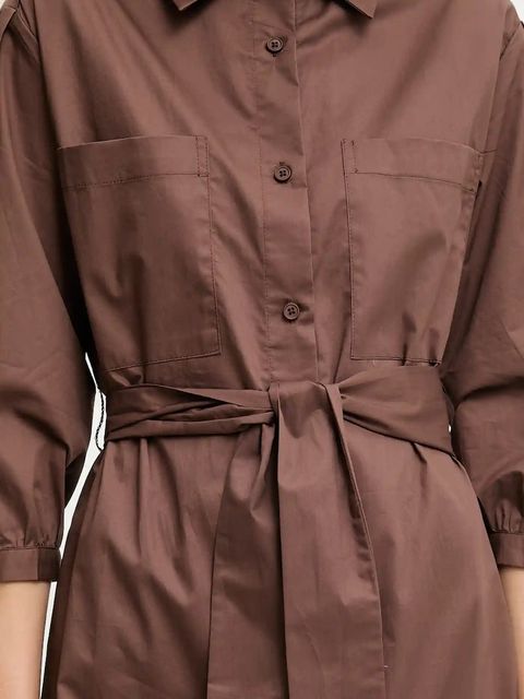 Answear.LAB sukienka bawełniana kolor brązowy maxi prosta