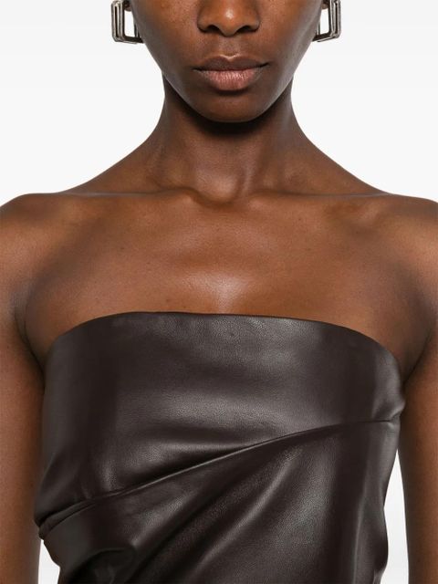 The Attico strapless draped mini dress - Brown