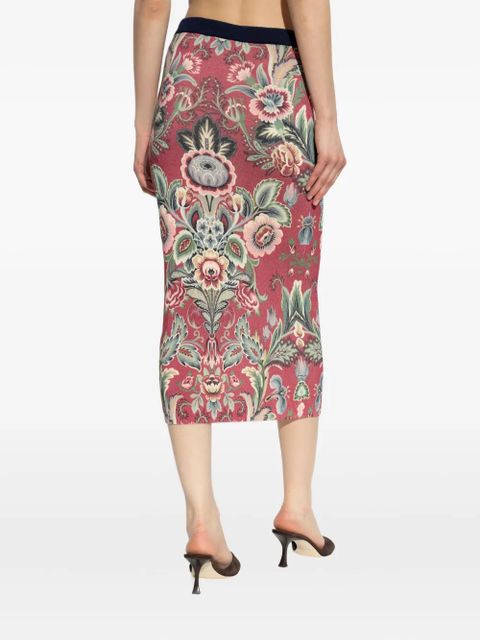 ETRO floral-print midi skirt - Red