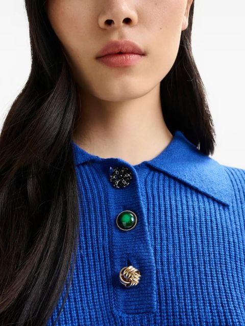 Essentiel Antwerp Imetal embellished polo top - Blue