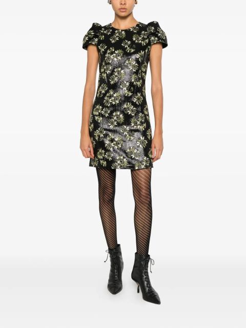 Alexander McQueen floral puff-sleeve dress - Black - zdjęcie produktu nr 2