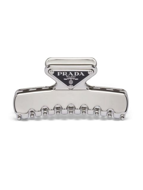 Prada triangle-logo claw clip - Silver - zdjęcie produktu nr 1