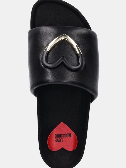 Love Moschino klapki skórzane damskie kolor czarny JA28283G1MIE0000