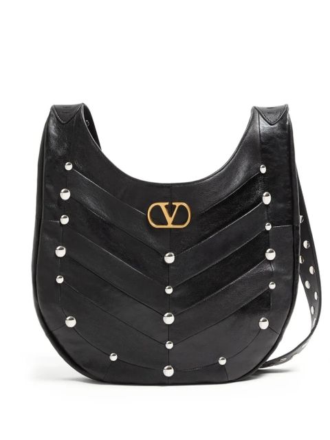 Valentino Garavani chevron-pattern stud-embellished shoulder bag - Black - zdjęcie produktu nr 1
