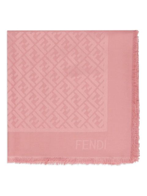 FENDI logo-pattern frayed-edge shawl - Pink - zdjęcie produktu nr 1