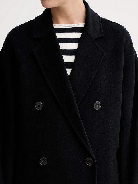 Marc O'Polo płaszcz z wełną kolor granatowy 508005171127