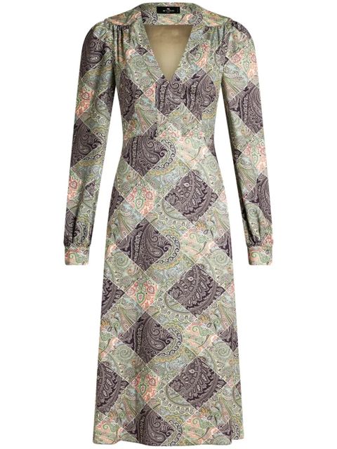 ETRO check print twill dress - Green - zdjęcie produktu nr 1