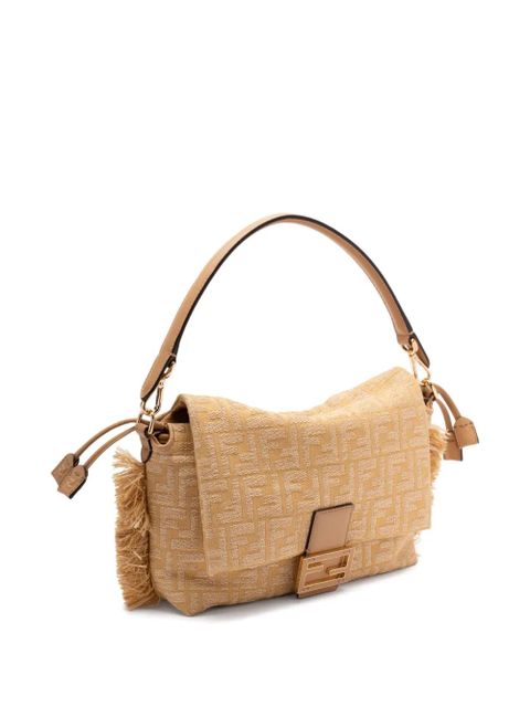 FENDI Zucca Mamma fringed canvas shoulder bag - Neutrals