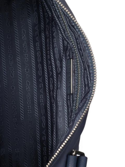 Prada large Re-Nylon and Saffiano-leather duffel bag - Blue