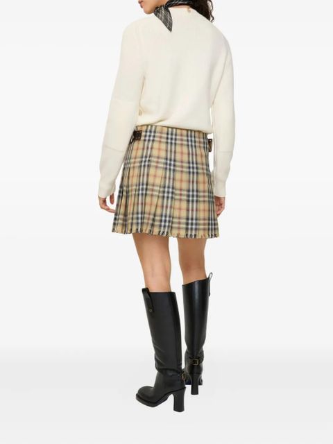 Burberry check-fringed mini kilt - Neutrals