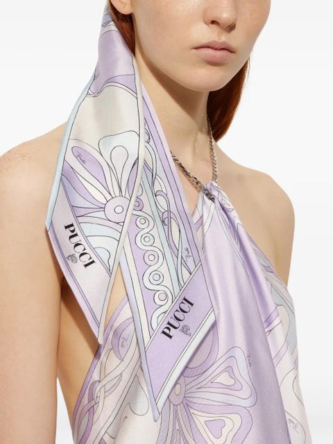 PUCCI Orchidee-print silk scarf - Purple