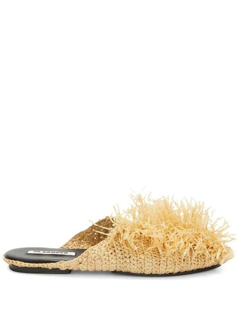 Jil Sander straw-embellished slippers - Neutrals - zdjęcie produktu nr 1
