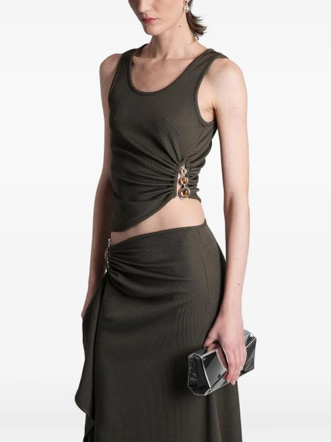 Christopher Esber droplet crystal ruched top - Green