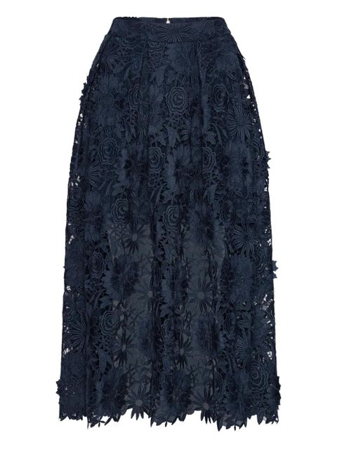 ROTATE BIRGER CHRISTENSEN 3D floral-lace midi skirt - Blue - zdjęcie produktu nr 1