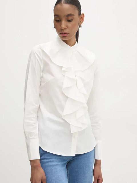 Answear.LAB koszula bawełniana damska kolor biały regular ze stójką