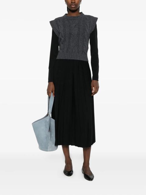 Weekend Max Mara cable-knit pleated midi dress - Black