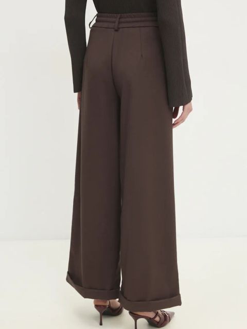 Answear.LAB spodnie damskie kolor brązowy gładkie