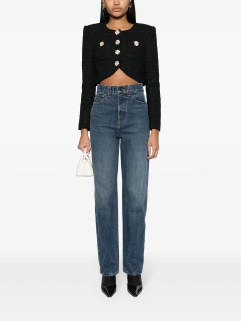 Self-Portrait cropped bouclé jacket - Black