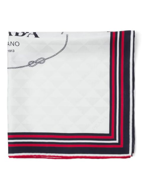 Prada logo-jacquard twill scarf - Neutrals - zdjęcie produktu nr 2