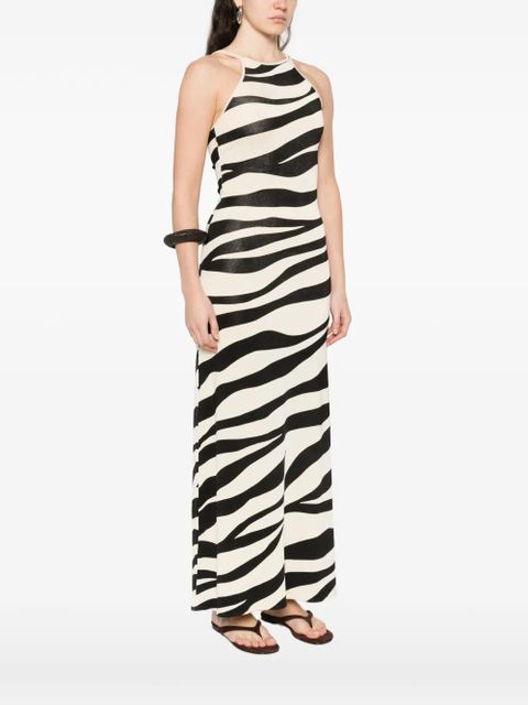 SANDRO zebra-print knitted maxi dress - Neutrals