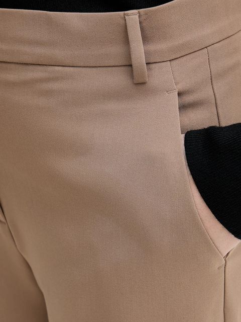 Sisley spodnie damskie kolor brązowy proste high waist 4KVXLF02I