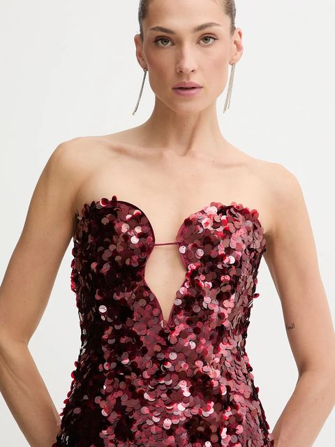 Bardot sukienka kolor czerwony mini rozkloszowana 59946DB1