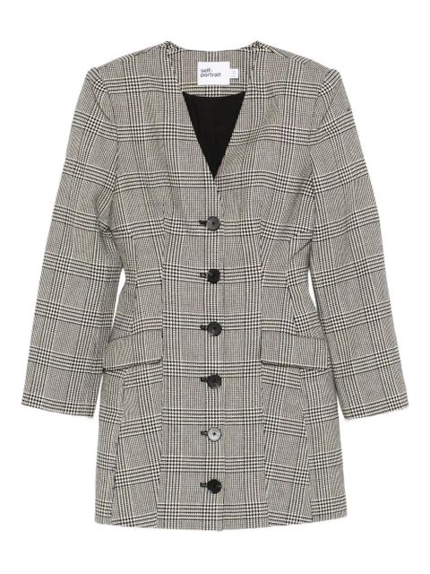 Self-Portrait check button mini dress - Black - zdjęcie produktu nr 1