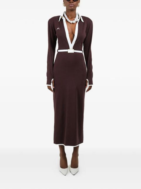 Rowen Rose long-sleeves V-neck maxi dress - Brown - zdjęcie produktu nr 1