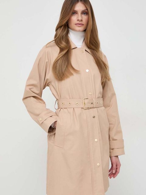 MICHAEL Michael Kors płaszcz bawełniany kolor beżowy przejściowy