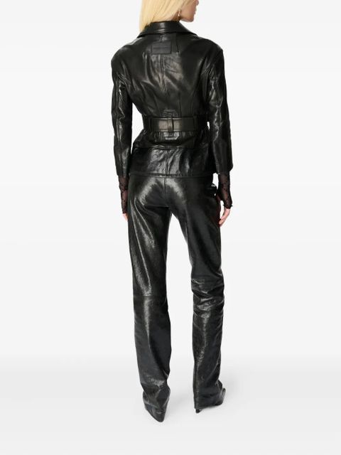 Marine Serre Moon leather jacket - Black