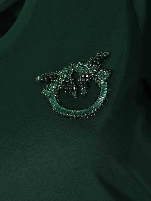 PINKO Love Birds logo T-shirt - Green - zdjęcie produktu nr 2