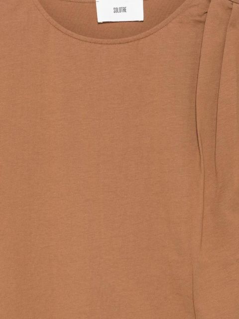 SOLOTRE gathered-trim T-shirt - Brown