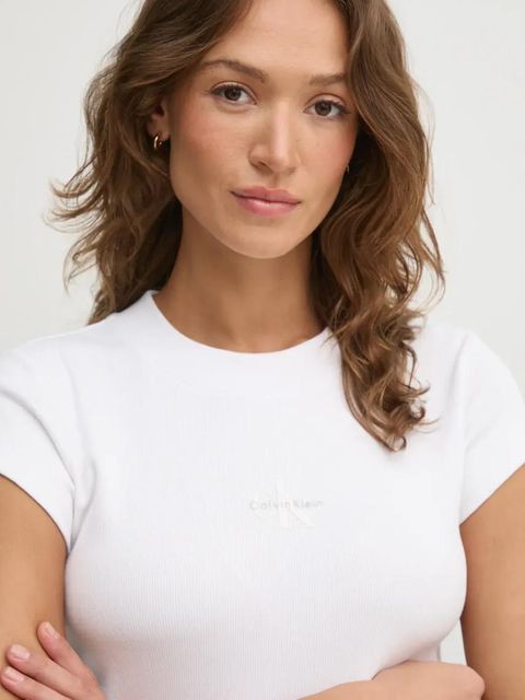 Calvin Klein Jeans t-shirt damski kolor biały LV047AB802