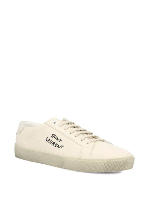 Saint Laurent Court logo-embroidered sneakers - Neutrals - zdjęcie produktu nr 2