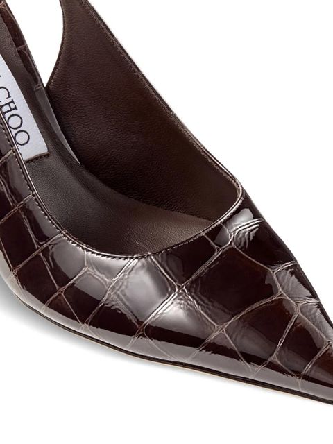 Jimmy Choo Love pointed crocodile-embossed slingbacks pumps - Brown