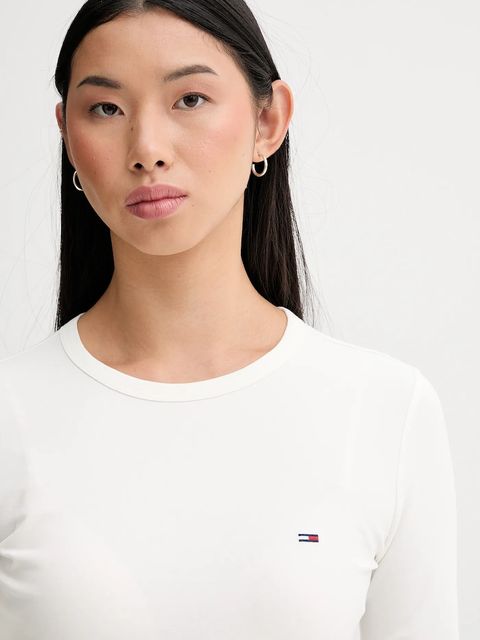 Tommy Jeans longsleeve kolor beżowy DW0DW19994