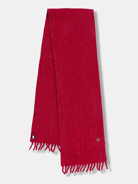 Tommy Jeans szalik z dodatkiem wełny damski kolor różowy gładki AW0AW17903 - zdjęcie produktu nr 2