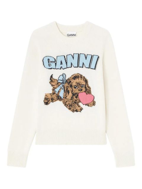 GANNI Puppy logo intarsia sweater - Neutrals - zdjęcie produktu nr 1
