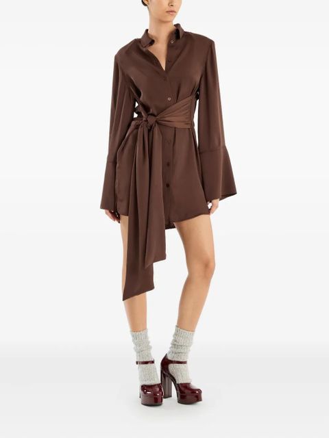 ROTATE BIRGER CHRISTENSEN tie-waist shirt mini dress - Brown