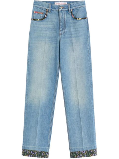 Valentino Garavani floral-trim jeans - Blue
