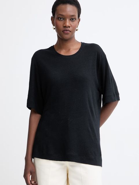 BOSS Orange t-shirt damski lniany C Emma - zdjęcie produktu nr 1