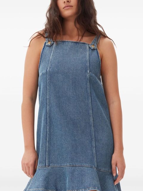 GANNI flared-hem denim mini dress - Blue