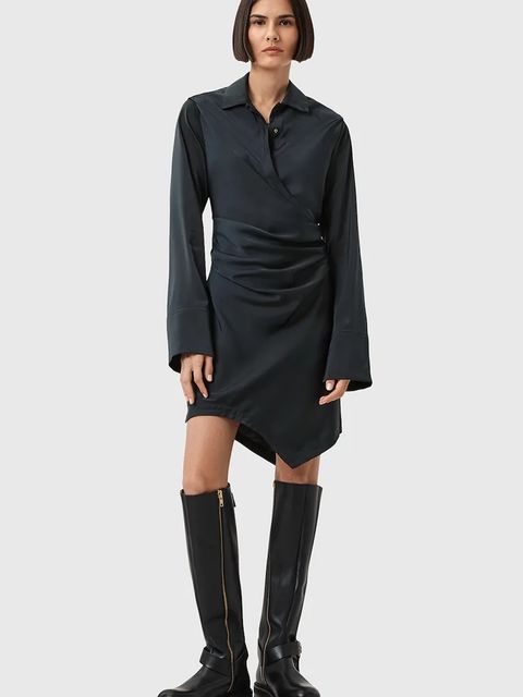 AllSaints sukienka TIRA kolor granatowy mini dopasowana W013DD